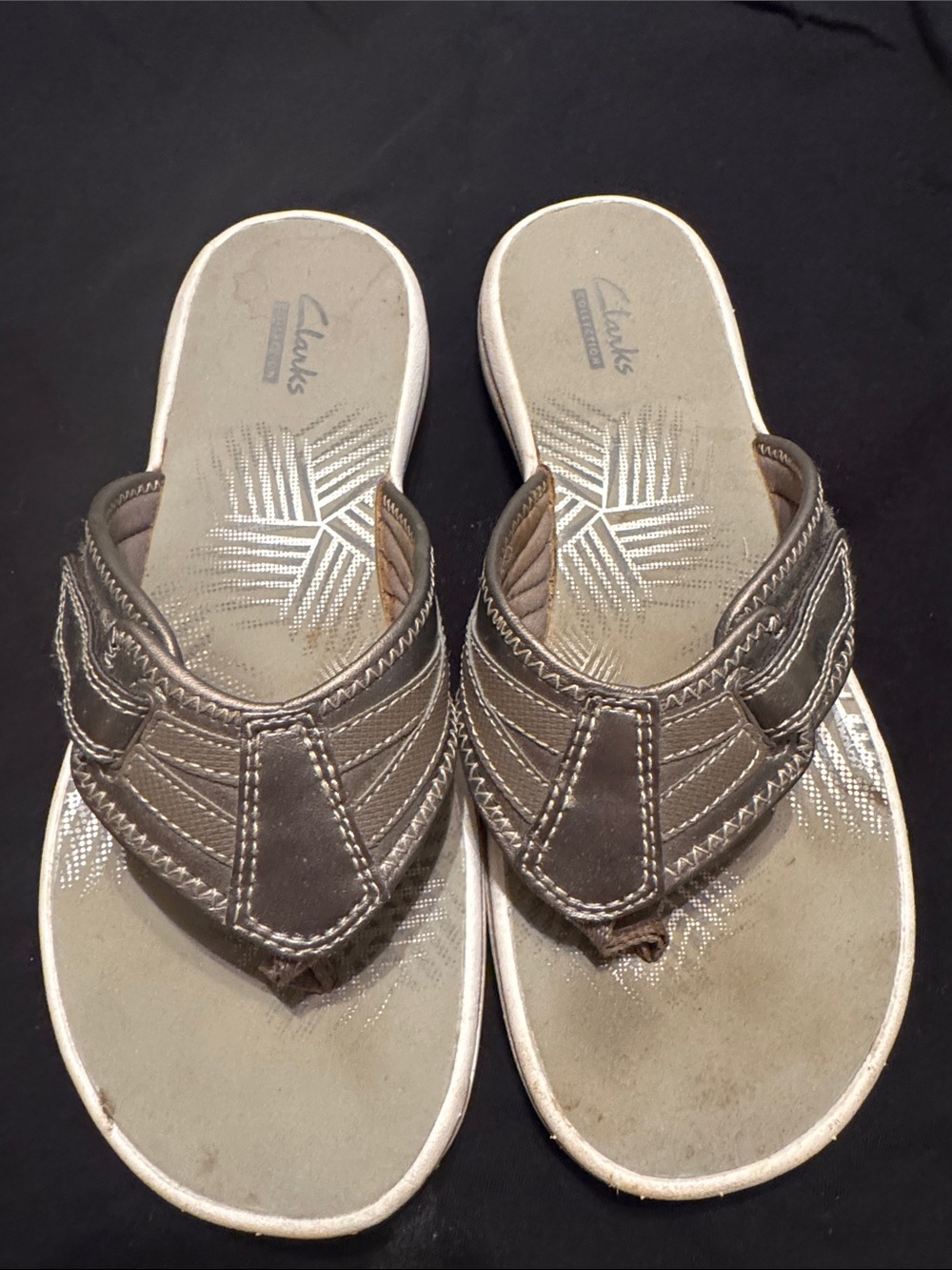 Clarks Metallic Taupe Brown Slip-On Sandals
